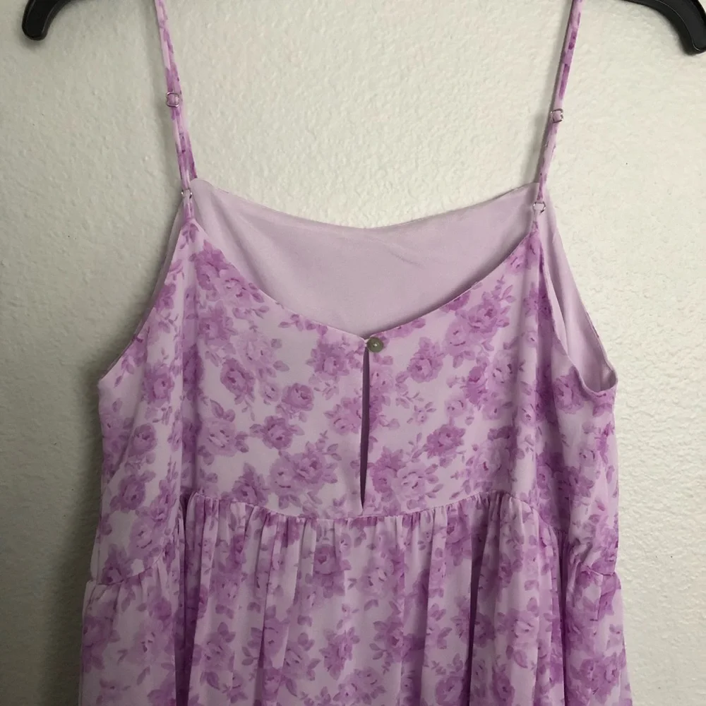 Pink and purple floral ruffle tier mini dress - Picture 6 of 6